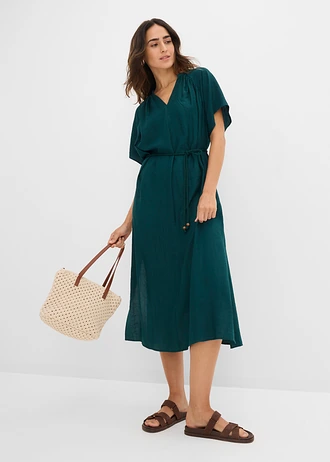 Robe midi douce, Couleur: vert profond