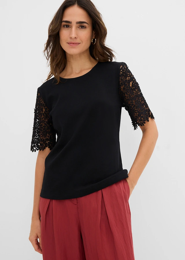 T-shirt en coton, Couleur: noir