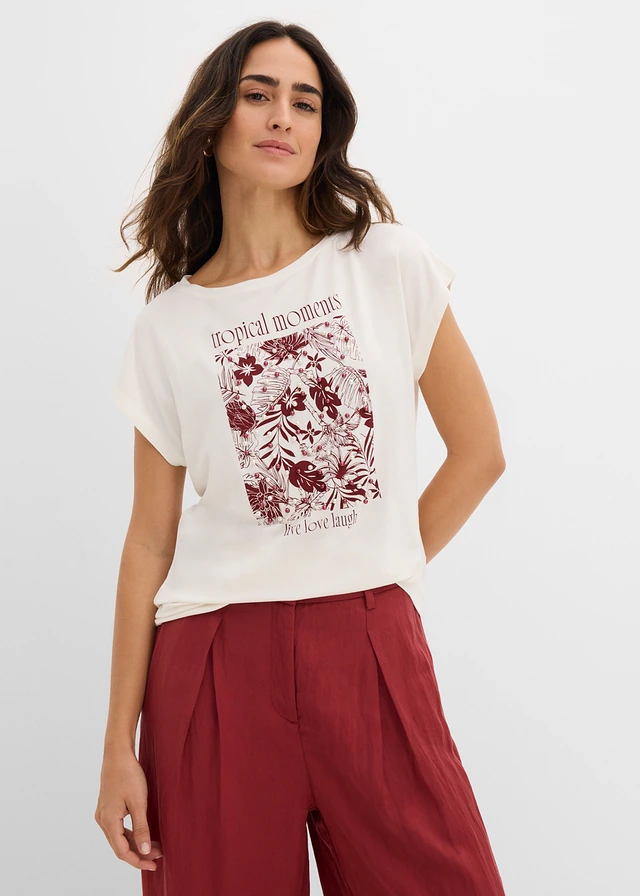 Shirt in een viscosemix, Kleur: wolwit