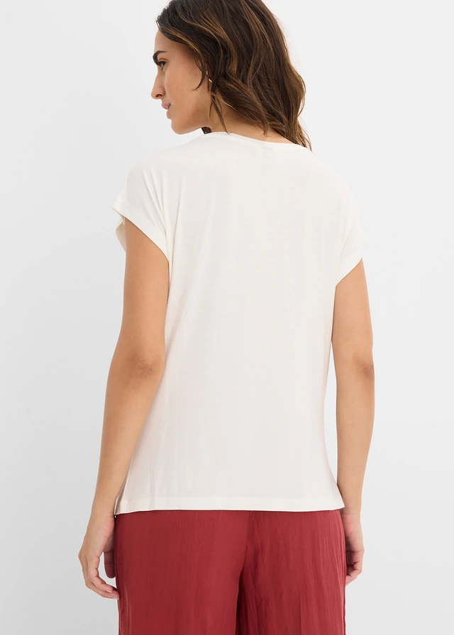 Shirt in een viscosemix, Kleur: wolwit