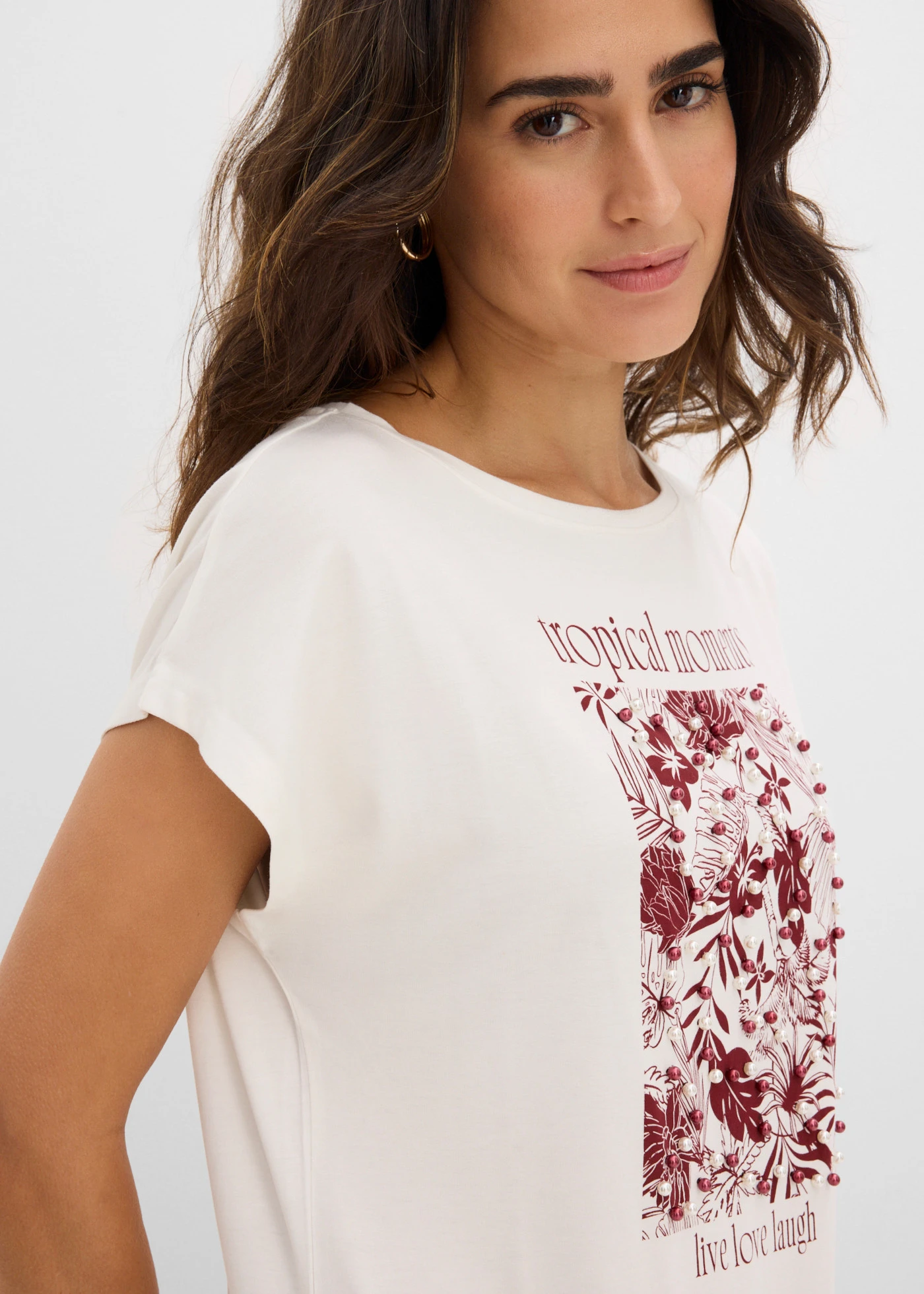 T-shirt z mieszanki wiskozy • biel wełny • sklep bonprix