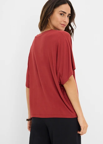 T-shirt en jersey viscose, Couleur: rouge désert