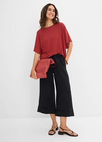 T-shirt en jersey viscose, Couleur: rouge désert