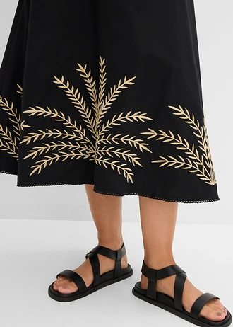 Maxi rok met borduursel • zwart-lichtsand • bonprix online shop