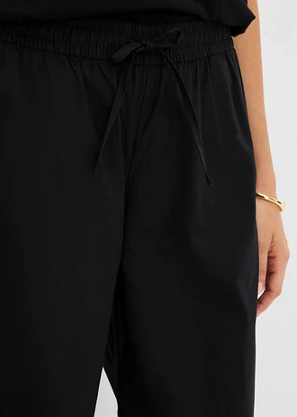 Pantalon palazzo à broderie • noir + sable clair • Boutique bonprix