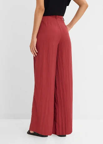 Zomerse bandplooibroek van een viscosemix, Kleur: woestijnrood