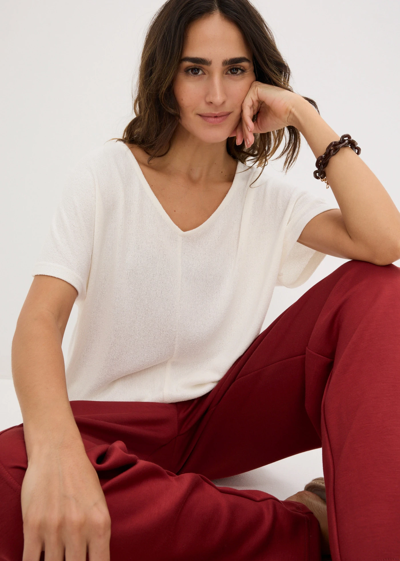 Shirt in gebreide look • wolwit • bonprix online shop