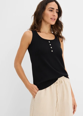 Top côtelé longueur hanches • noir • Boutique bonprix