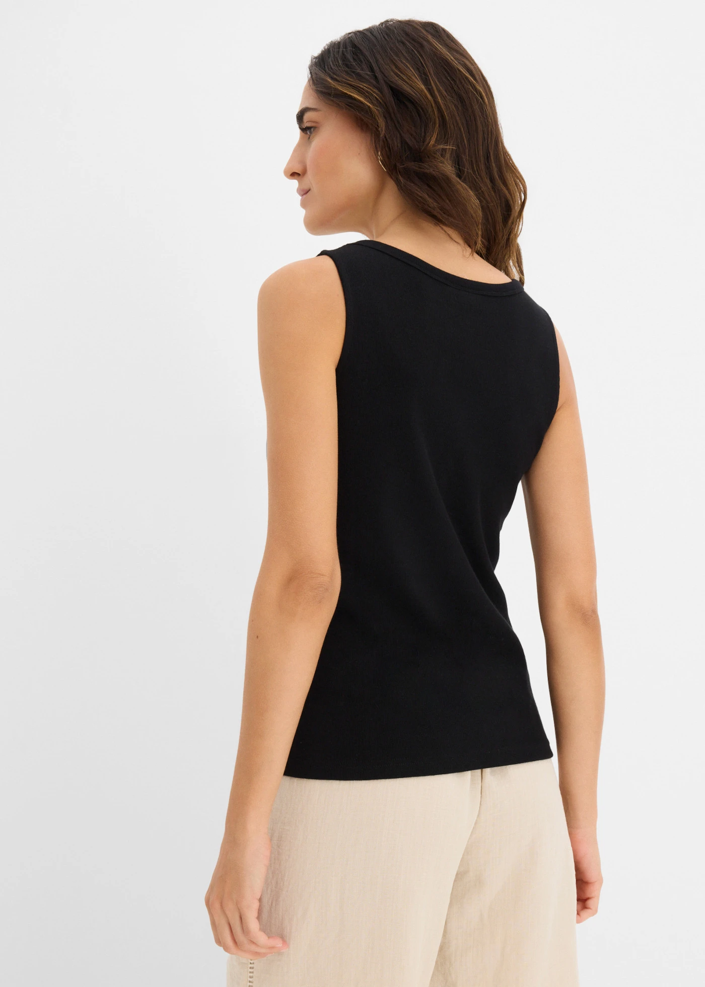 Top côtelé longueur hanches • noir • Boutique bonprix