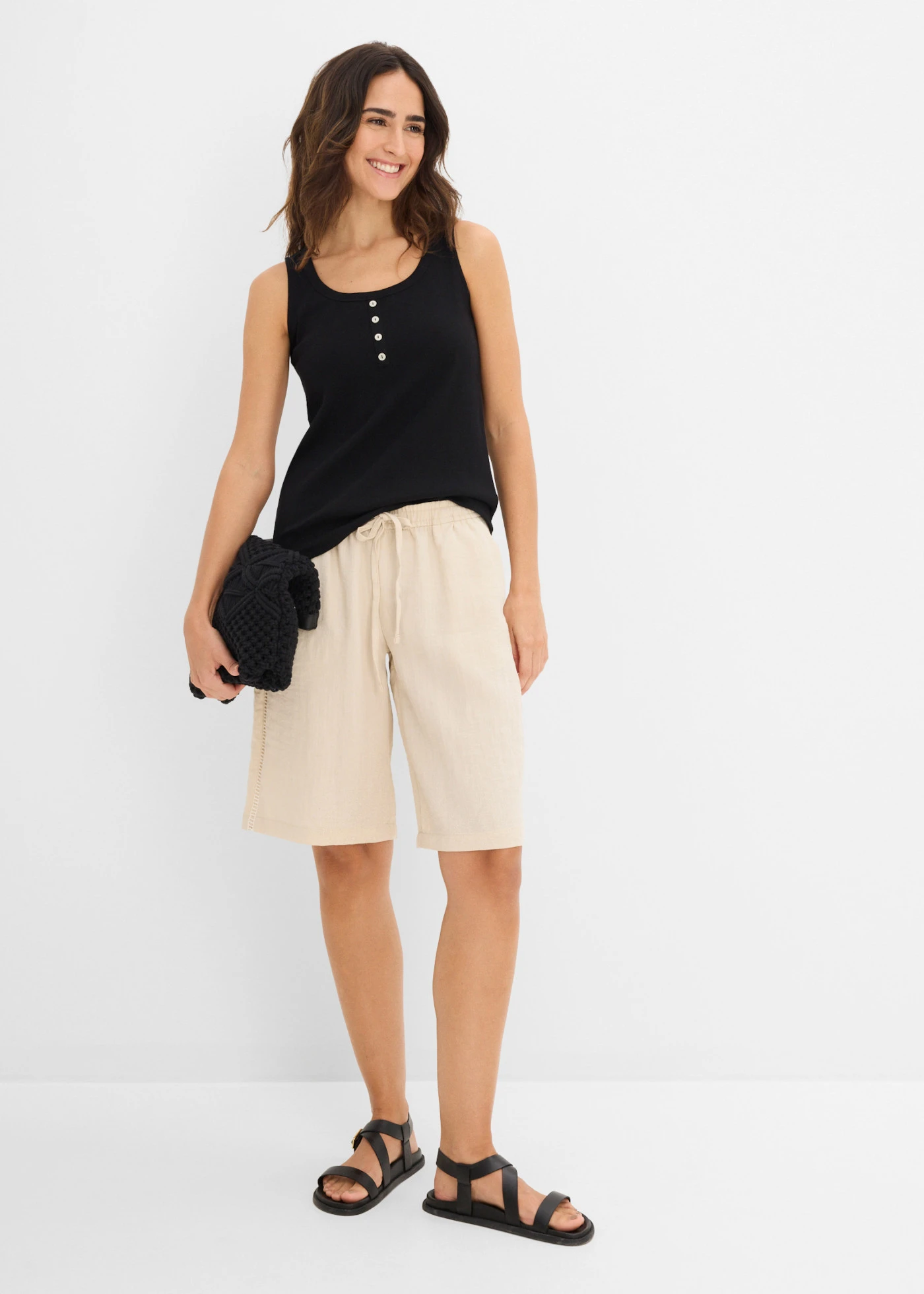 Top côtelé longueur hanches • noir • Boutique bonprix