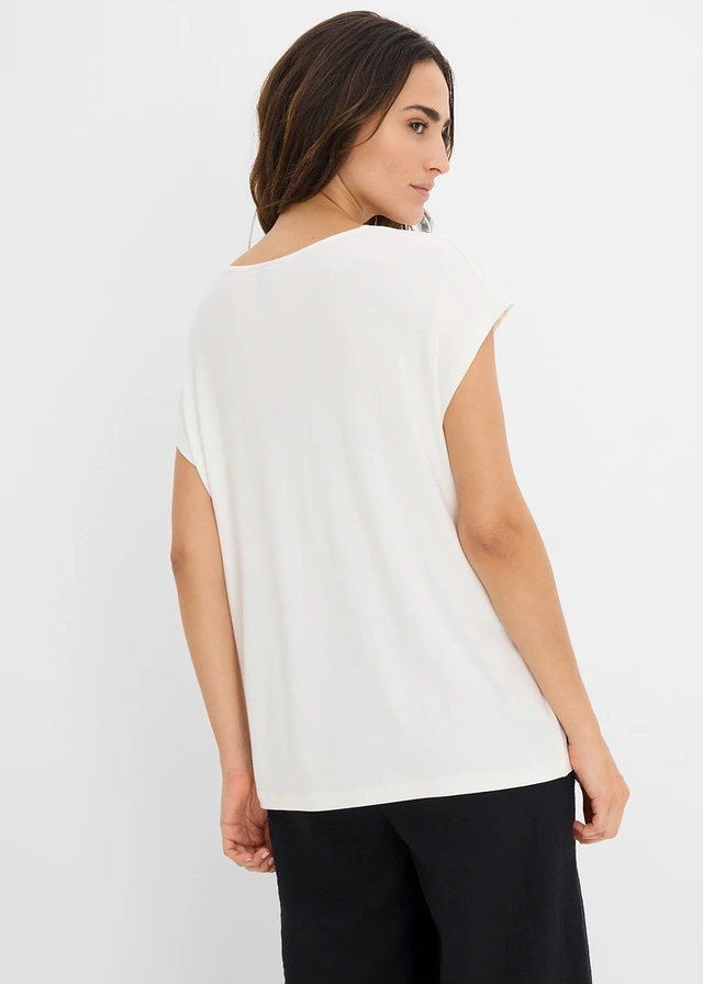 T-shirt avec dentelle, Couleur: ecru