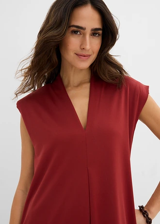 Rochie din jerse cu pernuțe la umeri, cu viscoză • roșu oxid • magazin bonprix