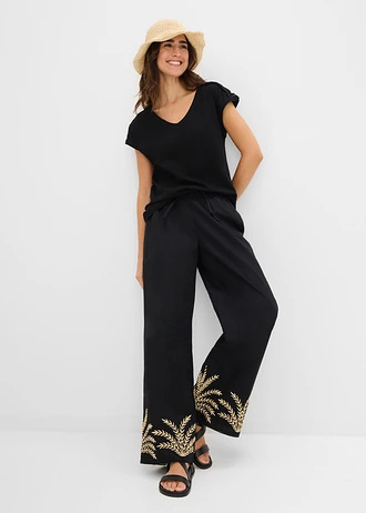 Bluză tricot cu inserții croșetate • negru • magazin bonprix