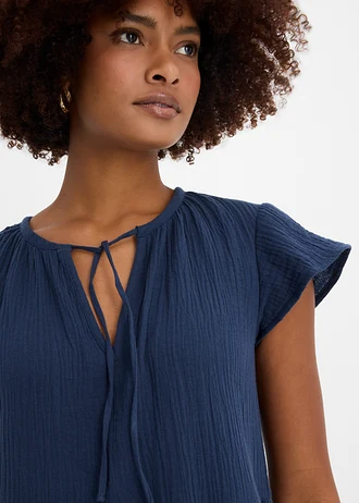 Jurk van zachte mousseline • donkerblauw • bonprix online shop