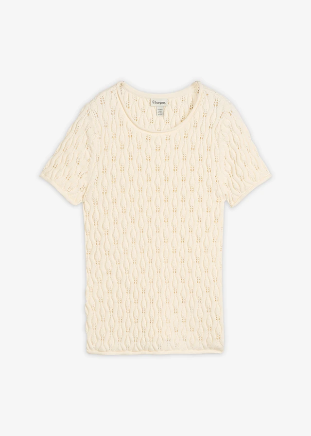 Pull ajouré en coton • blanc nacré • Boutique bonprix