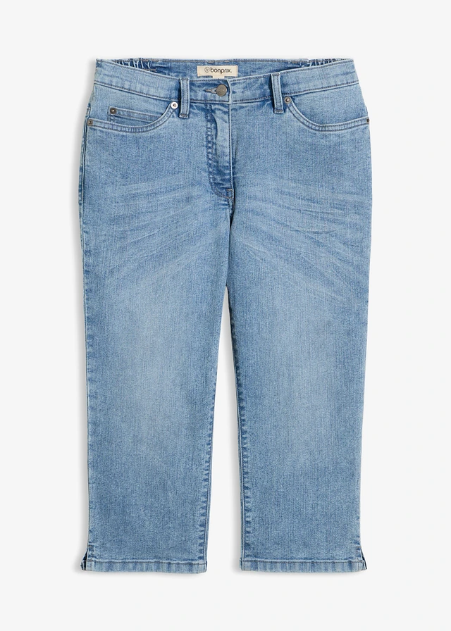 Dżinsy straight, średni stan, ze stretchem • jasnoniebieski denim "used" • sklep bonprix