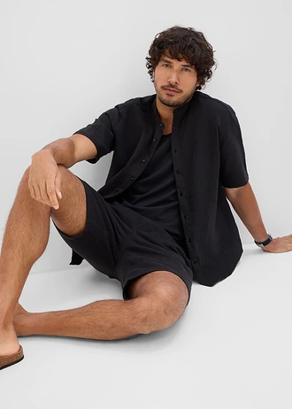 Chemise et short en gaze de coton (ens. 2 pces) • noir • Boutique bonprix