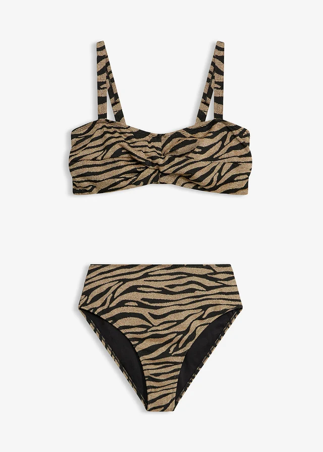 Bikini balconnet en matière brillante (ens. 2 pces) • noir-doré zèbre • Boutique bonprix