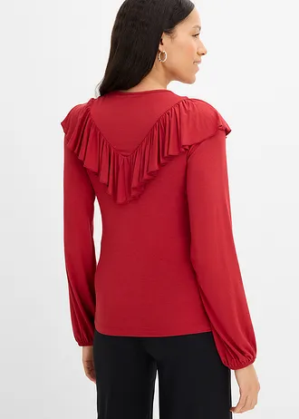 Shirt van viscosemix, Kleur: kersenrood