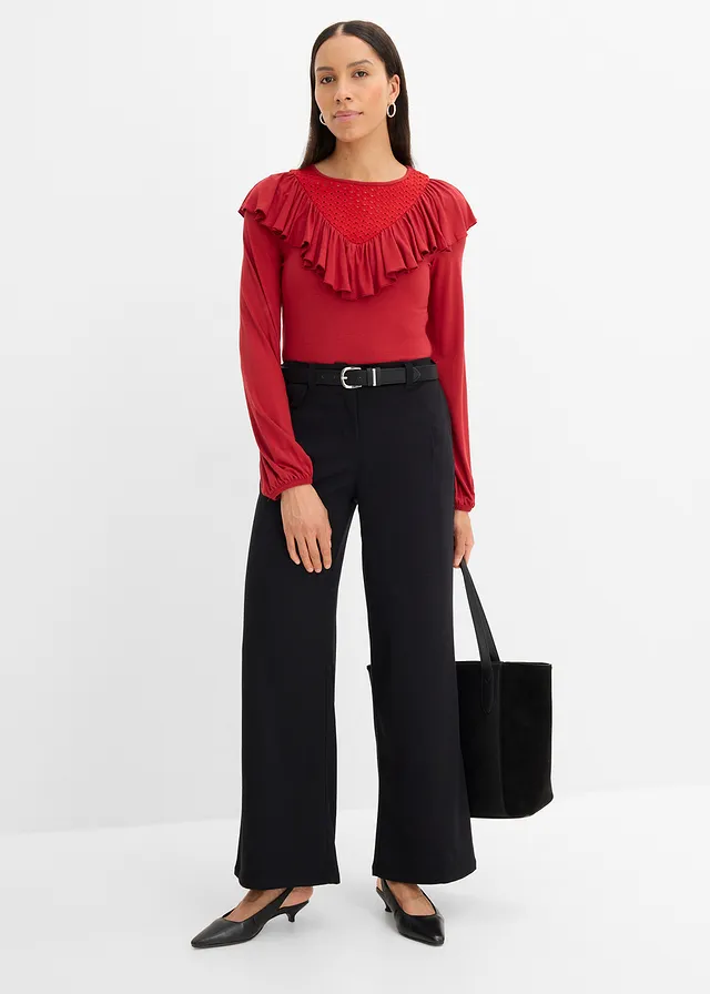 T-shirt z mieszanki wiskozy • czerwony wiśniowy • sklep bonprix