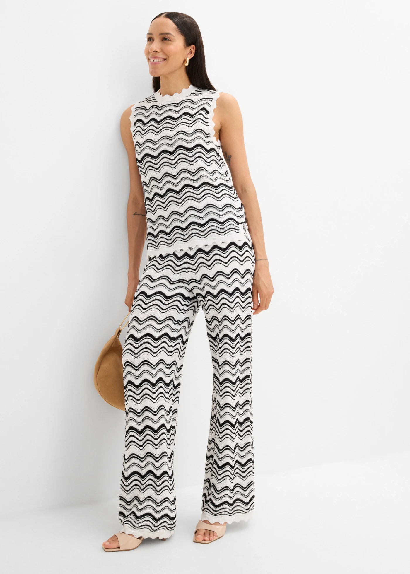 Top en maille • écru-noir • Boutique bonprix