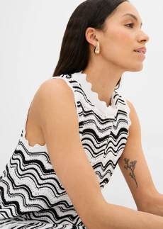 Gebreide top • wolwit-zwart • bonprix online shop