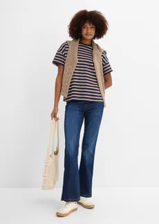 Jean Bootcut, taille haute et élastiquée • bleu foncé denim • Boutique bonprix