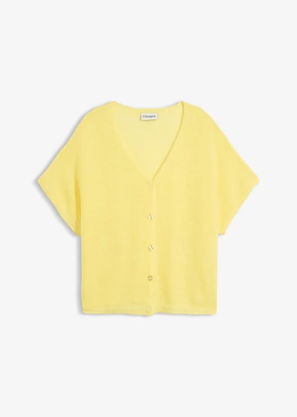 Kardigan oversize z krótkim rękawem • jasna limonka • sklep bonprix