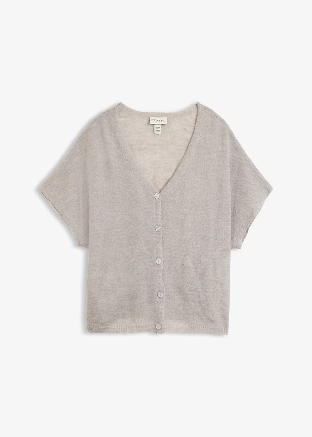 Cardigan oversize cu mânecă scurtă • gri deschis melanj • magazin bonprix