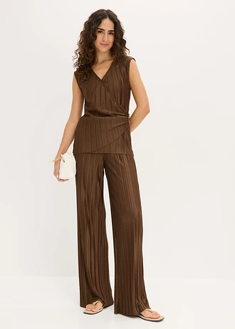 T-shirt plissé, Couleur: marron