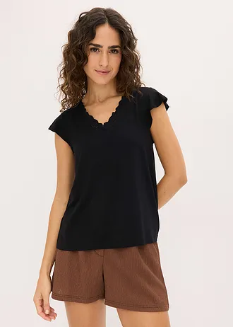 T-shirt en viscose extensible • noir • Boutique bonprix