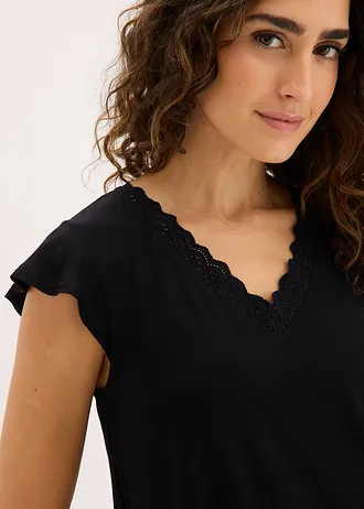 T-shirt en viscose extensible • noir • Boutique bonprix