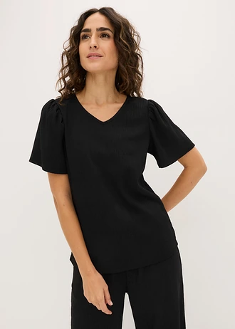 Bluză din material creponat structurat • negru • magazin bonprix