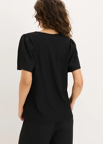 Koszulka z krepy o lekkiej fakturze • czarny • sklep bonprix