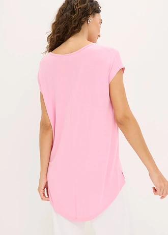 Longshirt in een viscosemix • roze/zilver met print • bonprix online shop