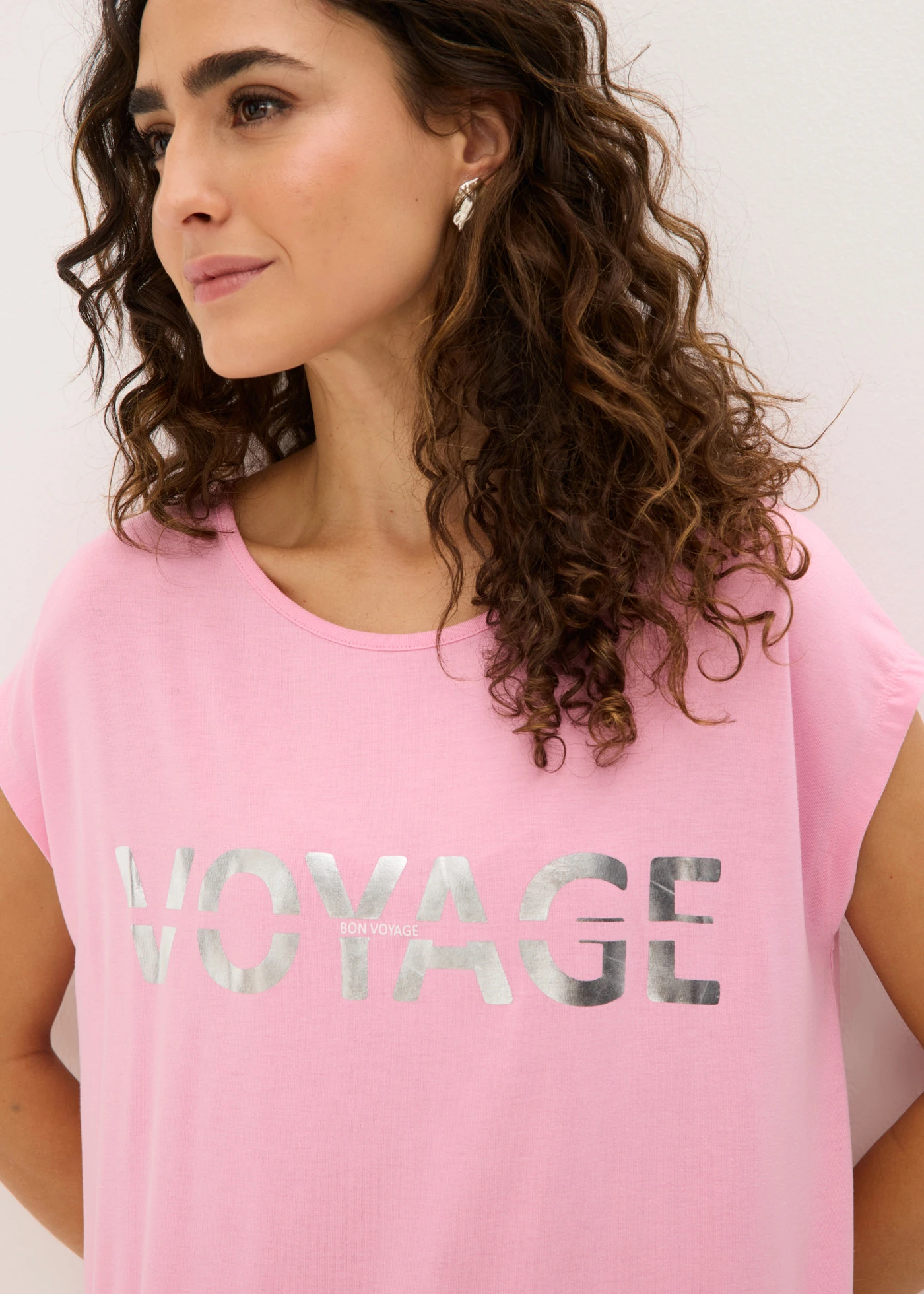 Longshirt in een viscosemix • roze/zilver met print • bonprix online shop