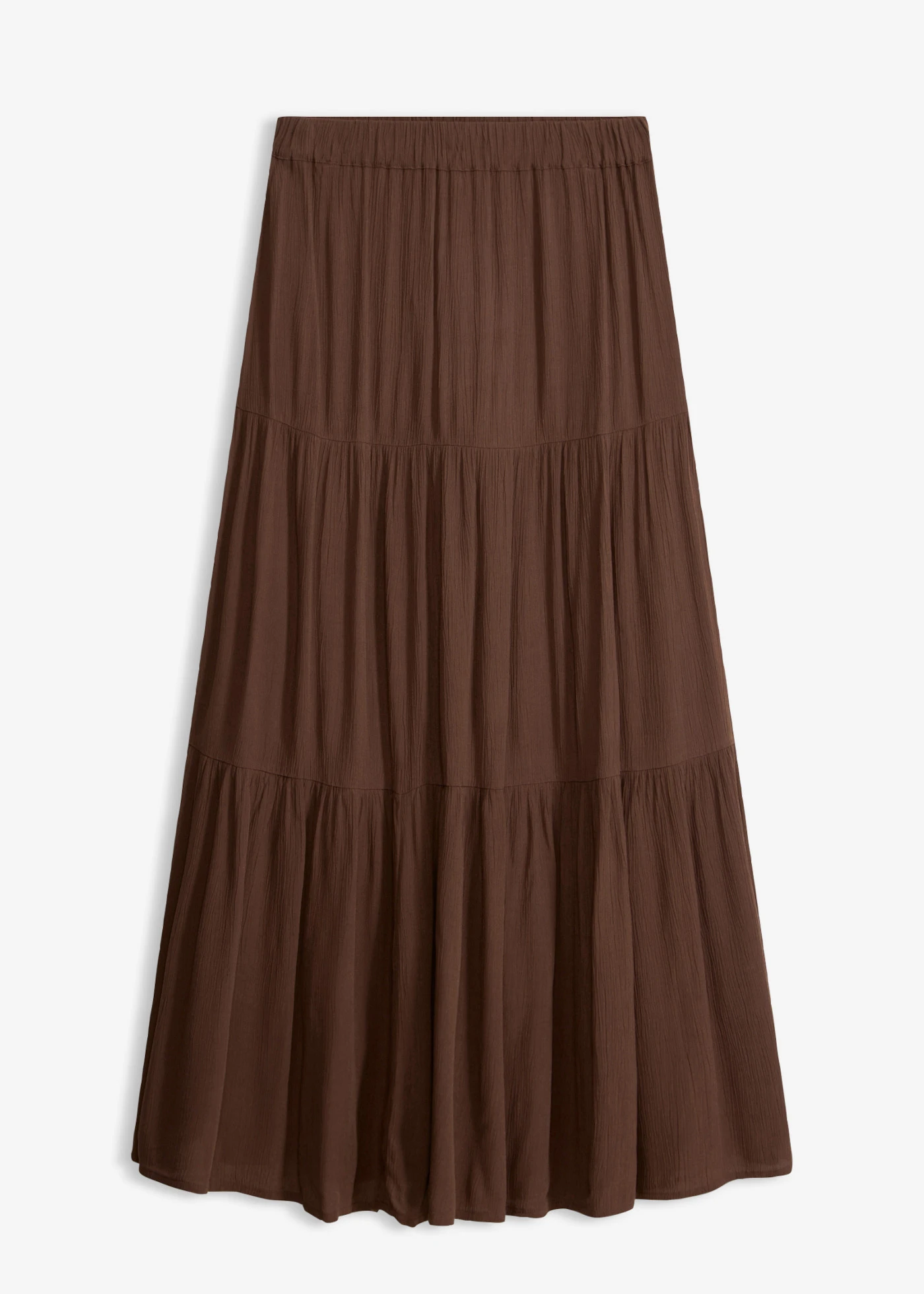 Lépcsőzetes maxi szoknya struktúrás viszkózból • barna • bonprix áruház
