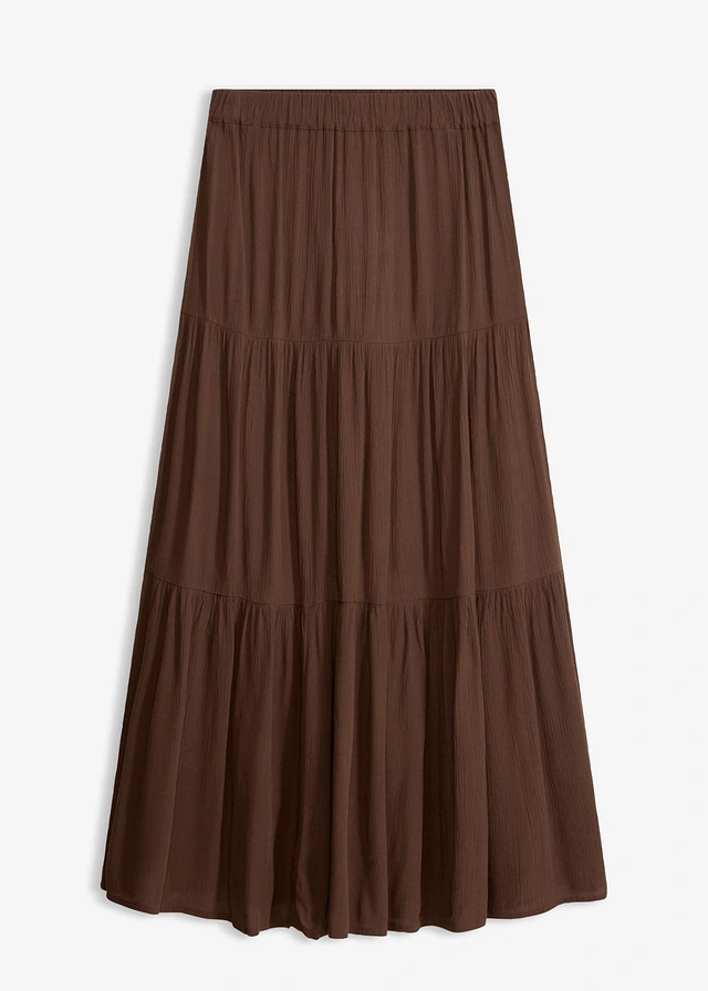 Lépcsőzetes maxi szoknya struktúrás viszkózból • barna • bonprix áruház