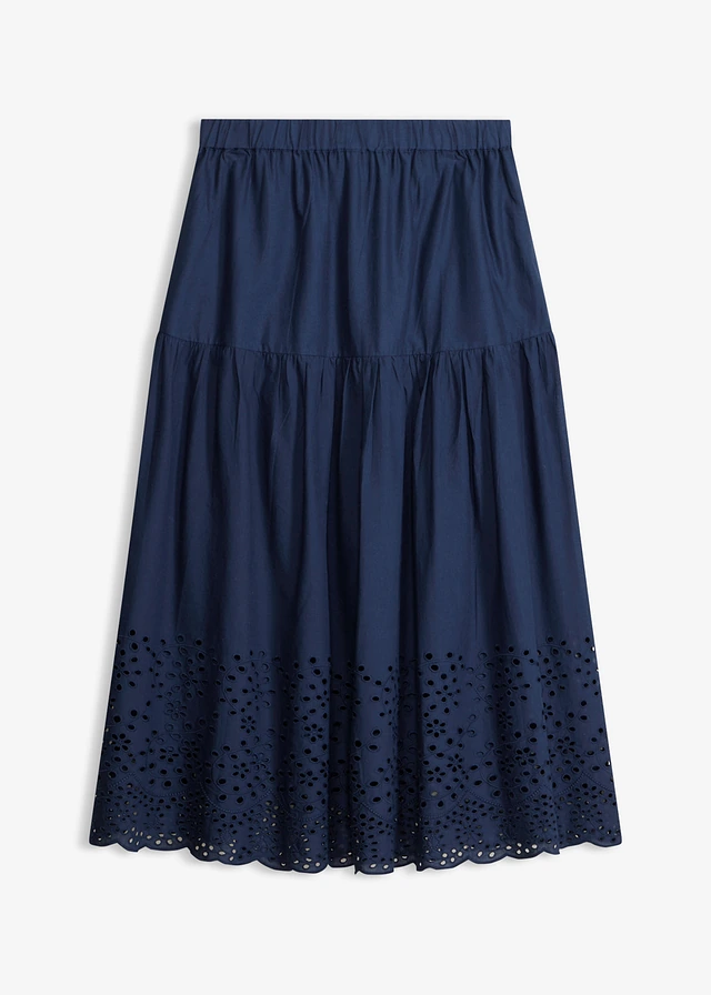 Midirok van puur katoen met broderie anglaise