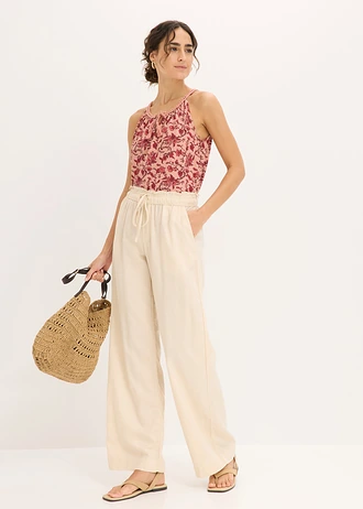 Spaghetti top van viscose • poederbruin gebloemd • bonprix online shop