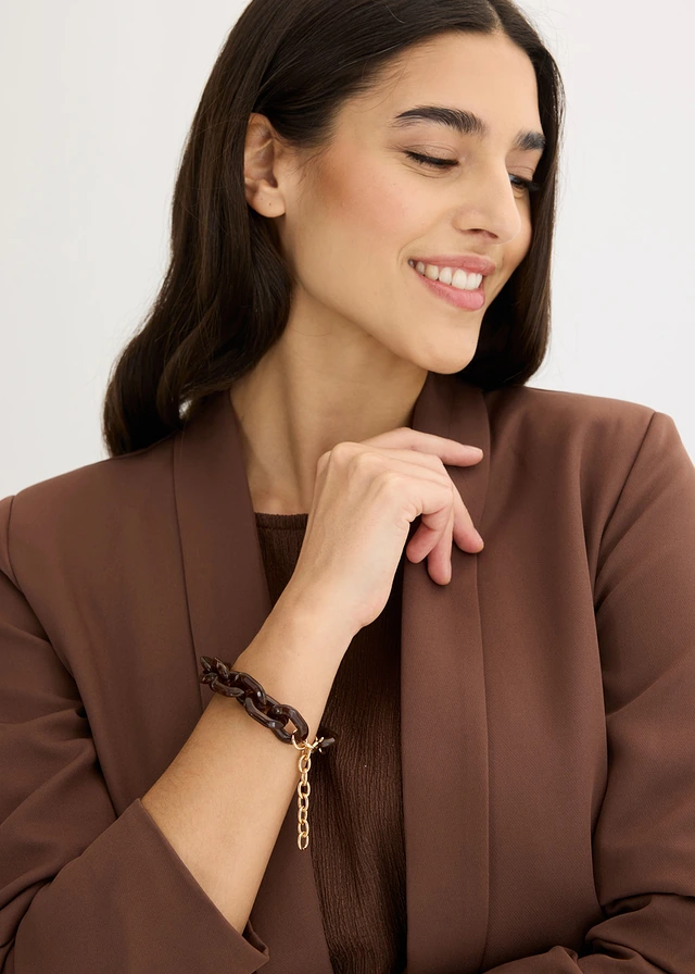 Bracelet maillons, Couleur: marron-couleur dorée