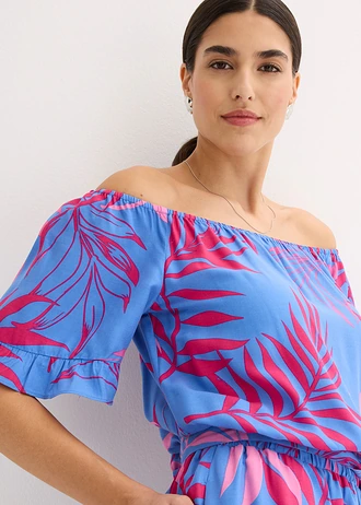 Overal s výstřihem Carmen • středně modro-pinklady • bonprix obchod