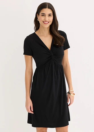Robe en jersey à décolleté plongeant • noir • Boutique bonprix