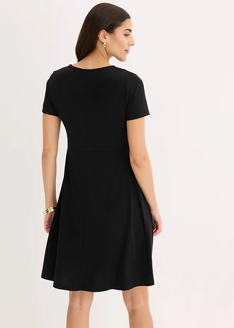 Jersey jurk met diep decolleté • zwart • bonprix online shop