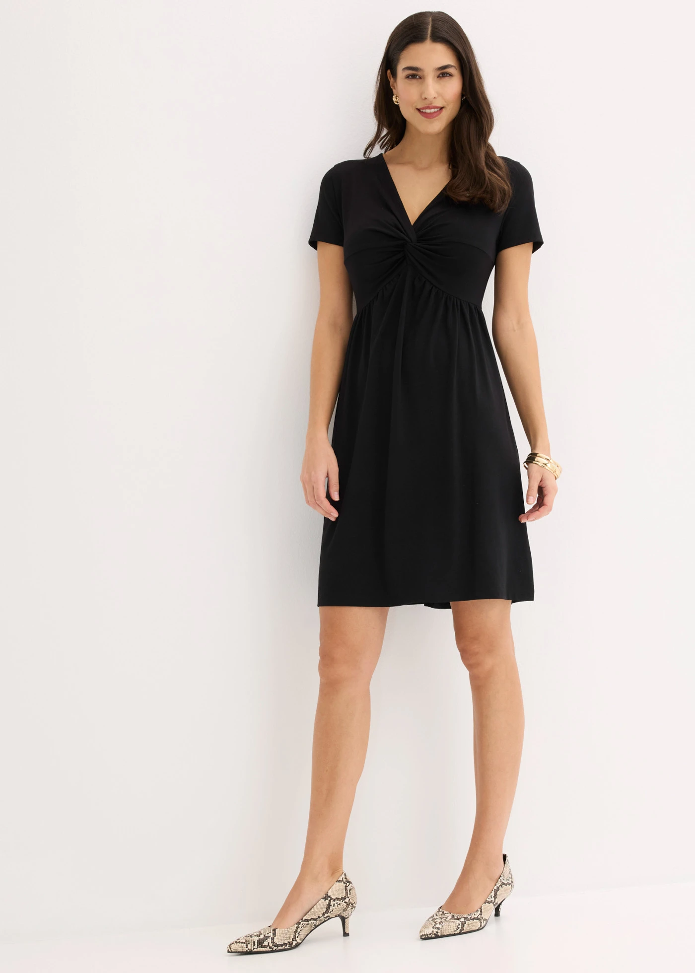 Rochie din jerse cu decolteu adânc • negru • magazin bonprix