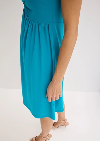 Rochie din jerse cu decolteu adânc • albastru-lagună • magazin bonprix