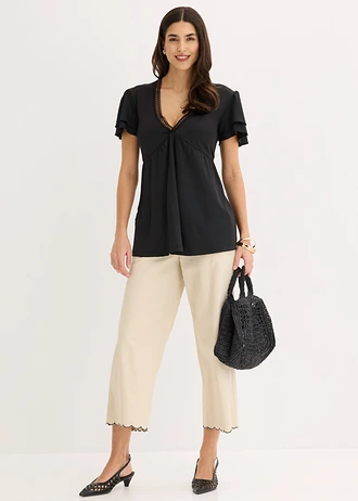 Shirt met kant • zwart • bonprix online shop