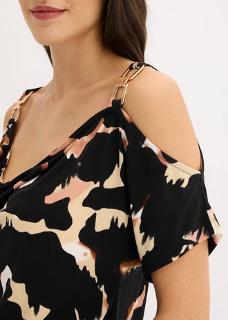 Cold shoulder shirt • bruin-zwart luipaardprint • bonprix online shop