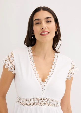 Bluză tricot cu dantelă • ecru • magazin bonprix