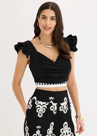 Rövidített top • fekete/fehér mintás • bonprix áruház
